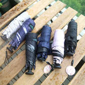 裸伞126G 碳纤维五折伞 ins超轻便携迷你黑胶口袋伞单人晴雨伞