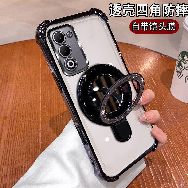 适用OPPOA6i手机壳全包防摔PKW120新款四角气囊0pp0网红镜子支架自带镜头膜5G简约时尚补妆镜ins男女高质感潮