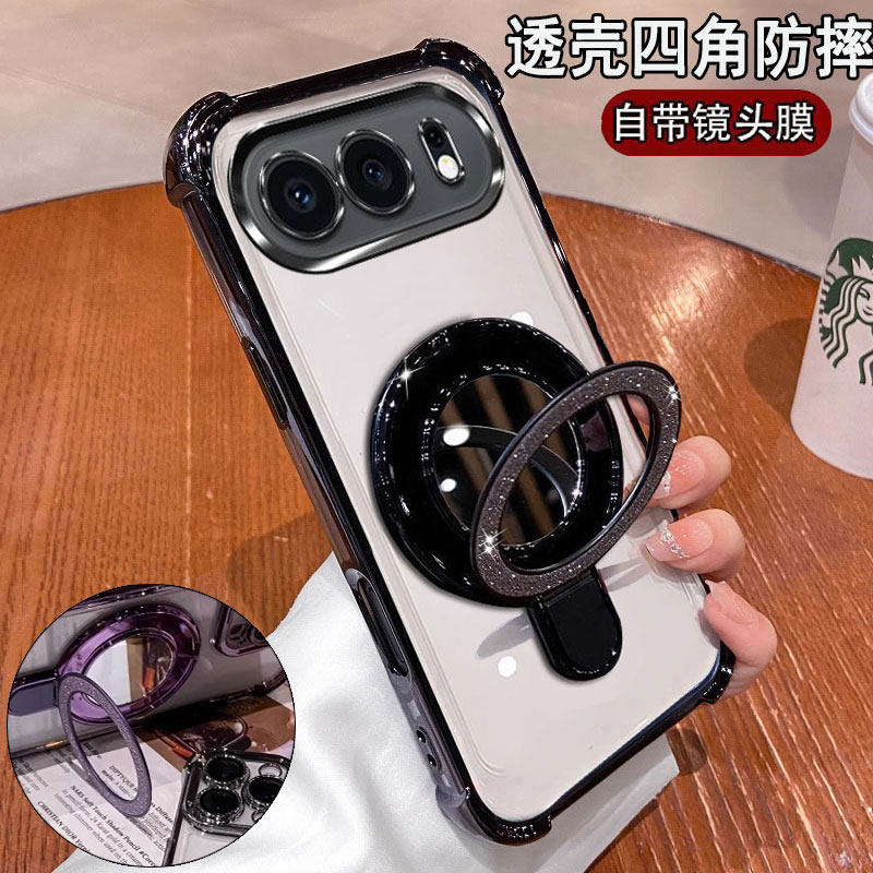 适用华为荣耀500手机壳新款MEP一AN00镜头膜全包honor500Pro补妆镜面支架MEY-AN00简约pr0气囊防摔5G网红软壳