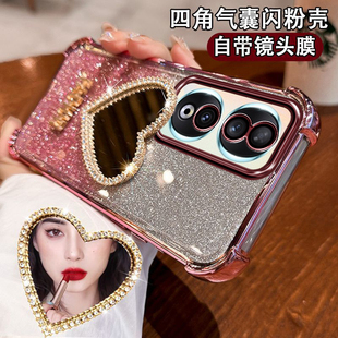 华为荣耀90手机壳REA一AN00镜头全包新款honor90Pro四角防摔气囊保护套REP爱心镜面镶钻女潮5g曲面屏九零外壳