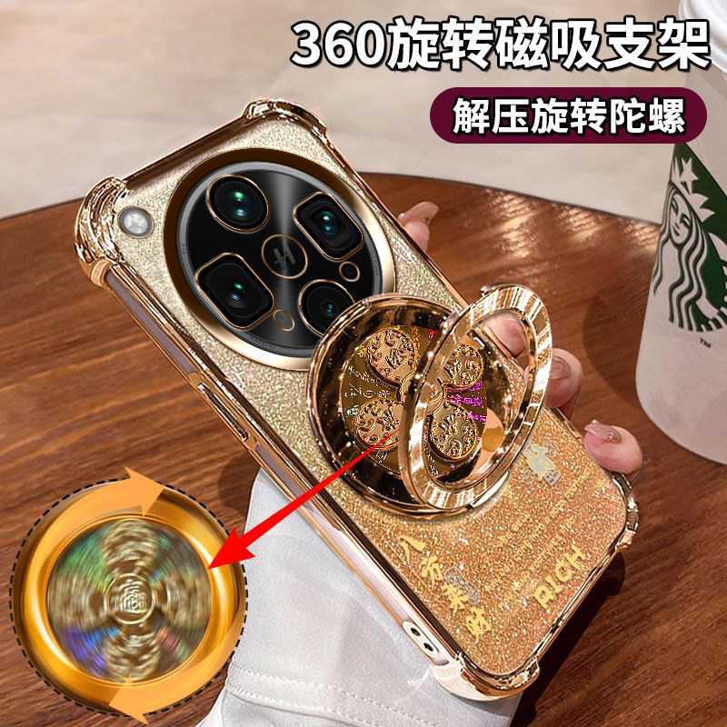 适用OPPOFindX8Ultra手机壳四角硅胶气囊PKH110全包防摔闪金x8ultra卫星通信版风生水起支架5G八方来财保护套