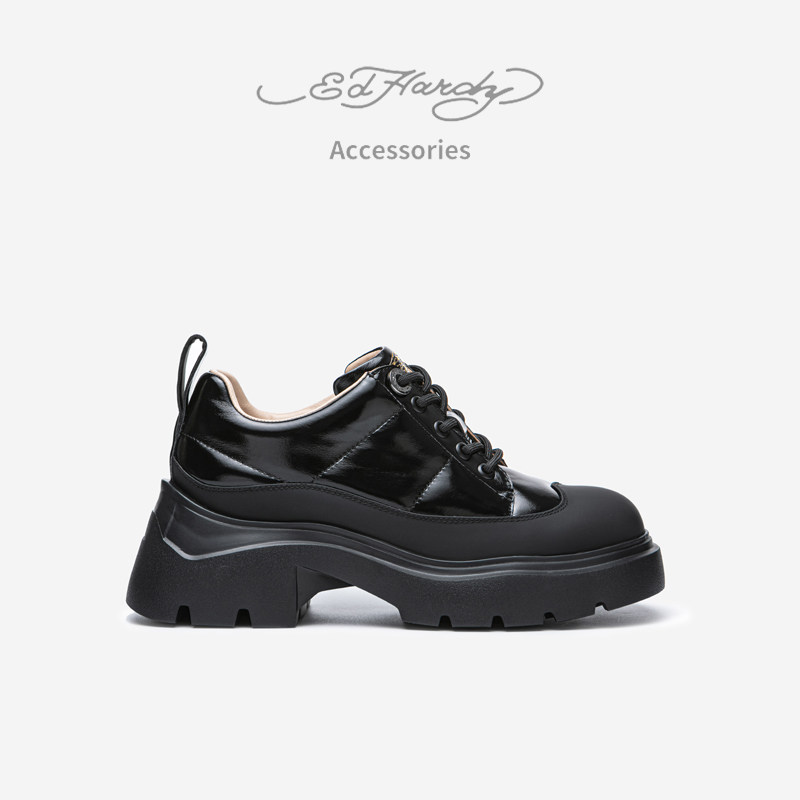 Ed Hardy Acc埃德哈迪深口单鞋女春季厚底乐福鞋英伦风黑色小皮鞋,女鞋,深口单鞋,淘宝优惠券,粉丝福利购,淘宝优惠卷