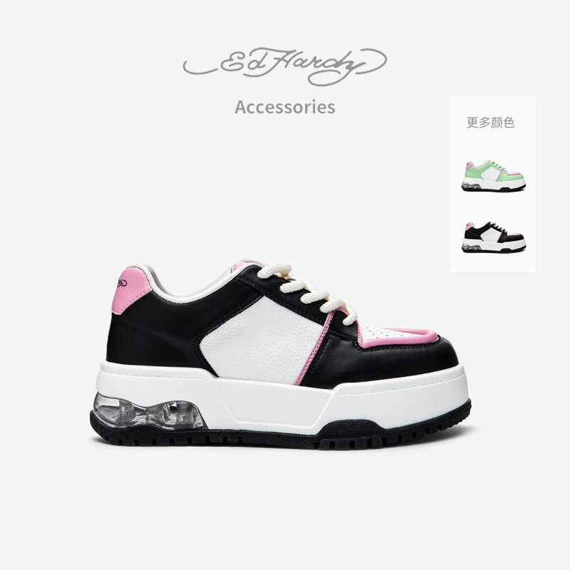 Ed Hardy Acc埃德哈迪板鞋女厚底真皮拼色女鞋百搭轻奢时尚休闲鞋,女鞋,休闲板鞋,淘宝优惠券,粉丝福利购,淘宝优惠卷