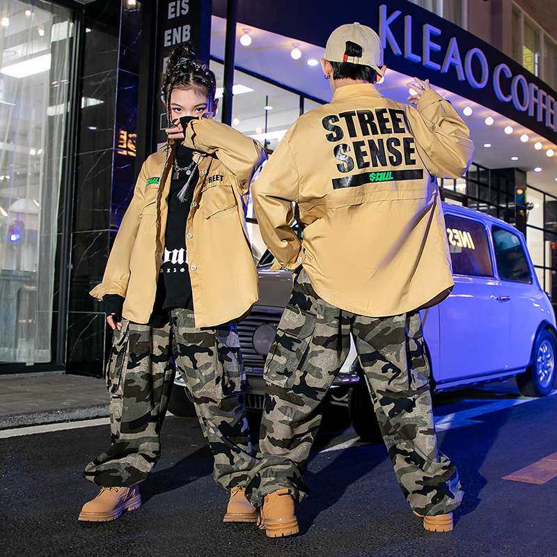 极速儿童街舞服装嘻哈迷p彩裤套装hiphop炸街童装男童潮酷衬衫表