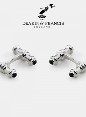 DeakinFrancis纯银柱形袖扣男士轻奢 英国黑玛瑙纯银袖口扣礼物