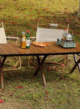 工厂直销铝合金烧LY-10023蛋携卷桌便式户外桌烤桌野营自驾游黑色