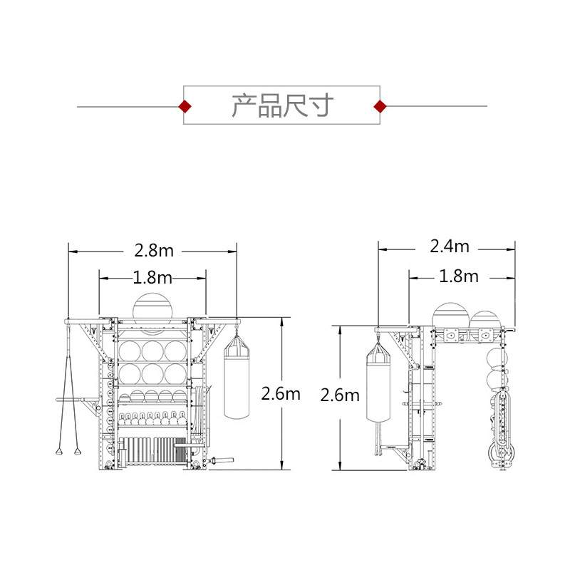 多功能健身综合力量训练架 力量训练器械沙袋支架壶铃杠铃