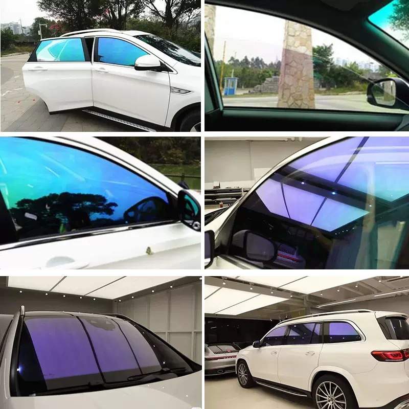 汽车玻璃贴膜紫光炫彩膜前挡膜变色膜车窗膜高隔热防晒全车膜