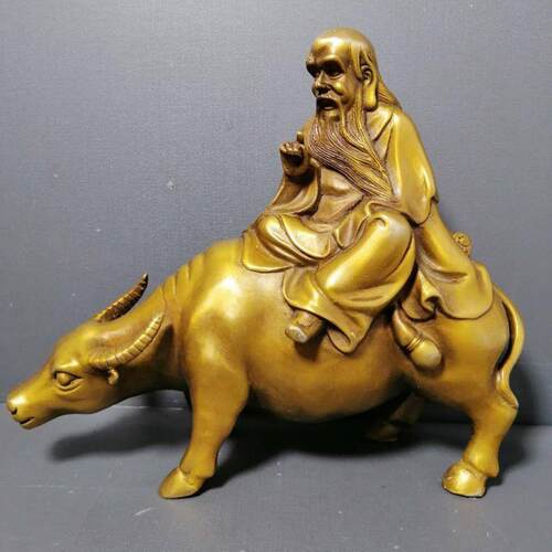 仿古做旧老子出关铜器摆件工艺品纯铜老子骑牛老君骑青牛黄铜摆件
