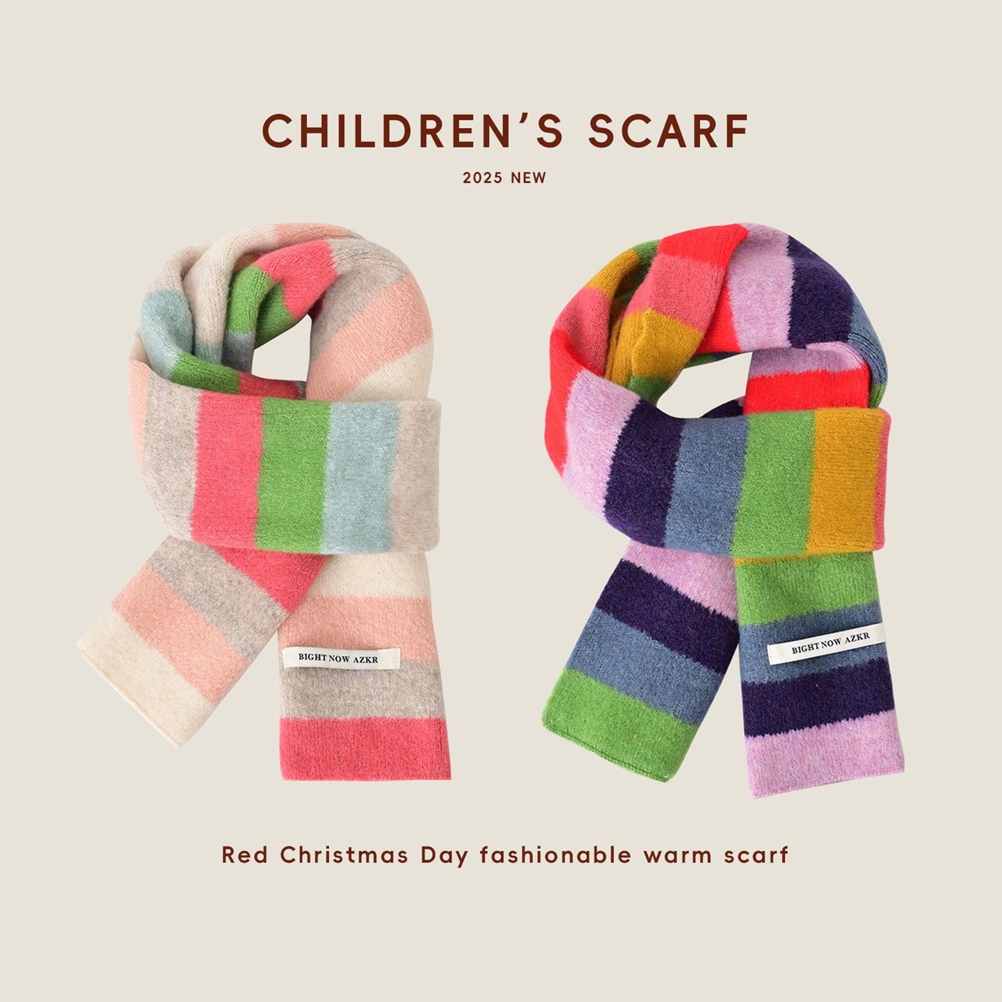 儿童围巾秋冬宝宝条纹针织围脖男孩女童韩版保暖护颈彩虹色小围巾,童装/婴儿装/亲子装,围巾,淘宝优惠券,粉丝福利购,淘宝优惠卷