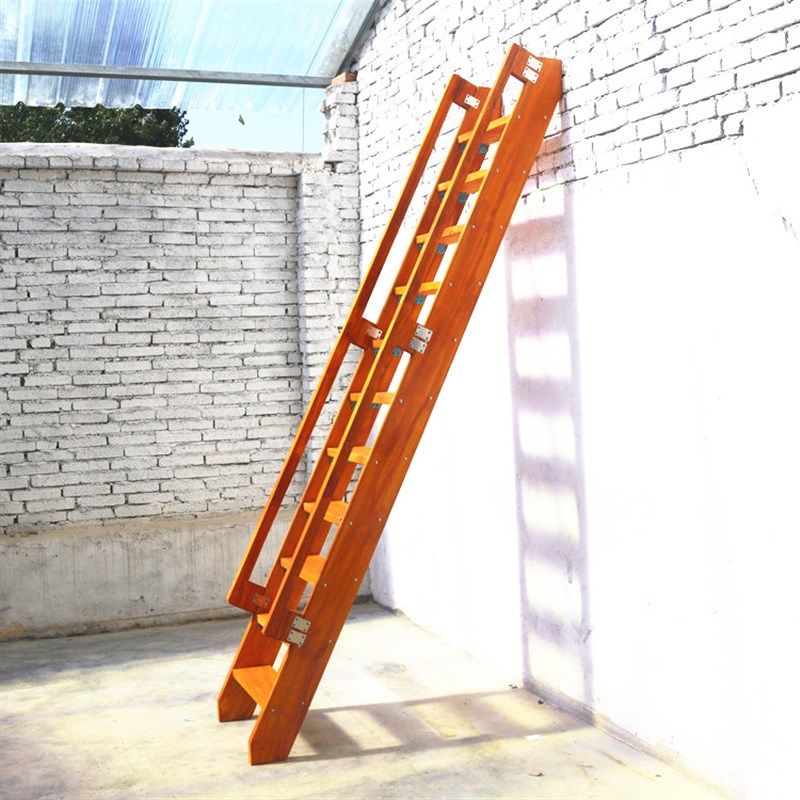 定制实木梯子登高台阶家用室内外简易双侧扶手单复式loft阁楼楼梯
