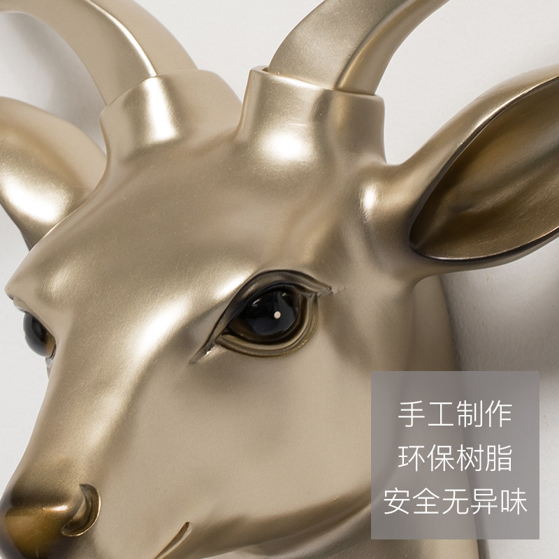 新中式轻奢风立体艺术墙面装饰客厅餐厅背景墙上挂件鹿头壁挂招财