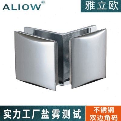 浴室夹玻璃夹90度角码淋浴房五金配件墙夹双边角码铜材不锈钢门夹,基础建材,门夹,淘宝优惠券,粉丝福利购,淘宝优惠卷