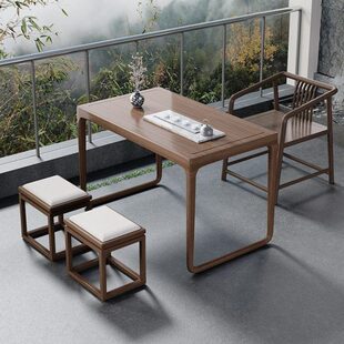 中式实木茶桌禅意功夫茶台家用阳台小户型茶桌椅公室仿古小茶桌