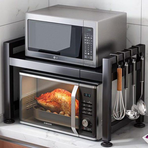 可伸缩厨房置物架微波炉架子多功能烤箱电饭锅家用台面双层收纳架,厨房/烹饪用具,微波炉置物架,淘宝优惠券,粉丝福利购,淘宝优惠卷