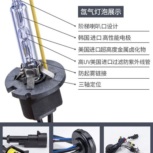 D2H氙气灯泡超亮强光Q5双光透镜H4专用6500K改装疝气大灯55W非LED