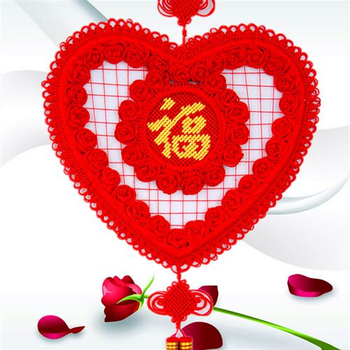 中国结大号心形玫瑰花福字喜字挂件家居装饰客厅玄关壁挂婚庆用