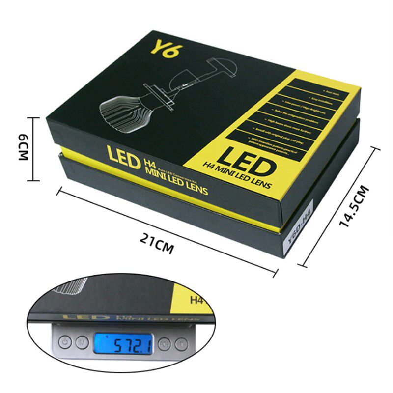 Y6D自带双光透镜迷你H4远近一体超亮汽车LED大灯泡强光摩托车鱼眼