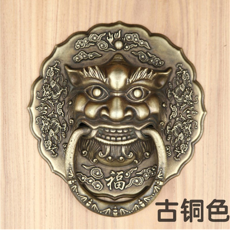 中式仿古兽头门环拉手纯铜大门狮子头拉手古建大院复古大门铜把手