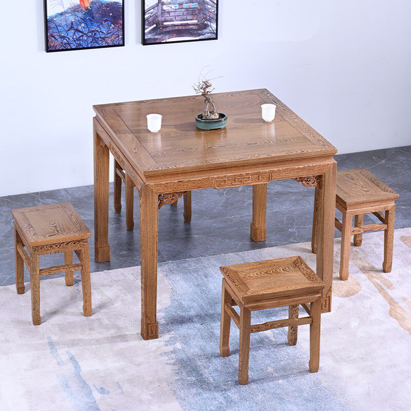 红木家具鸡翅木八仙桌家用餐桌椅组合实木正方形中式餐桌饭桌餐台