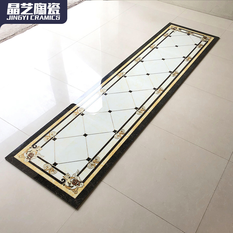 走廊过道拼花瓷砖 0.8米过道抛晶砖拼图客厅入户玄关镀金欧式地砖