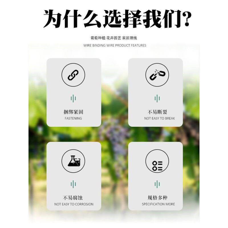 包塑铁丝园艺扎丝软扎带爬藤固定绑带捆绑绳铁芯包胶绑线绑丝束线
