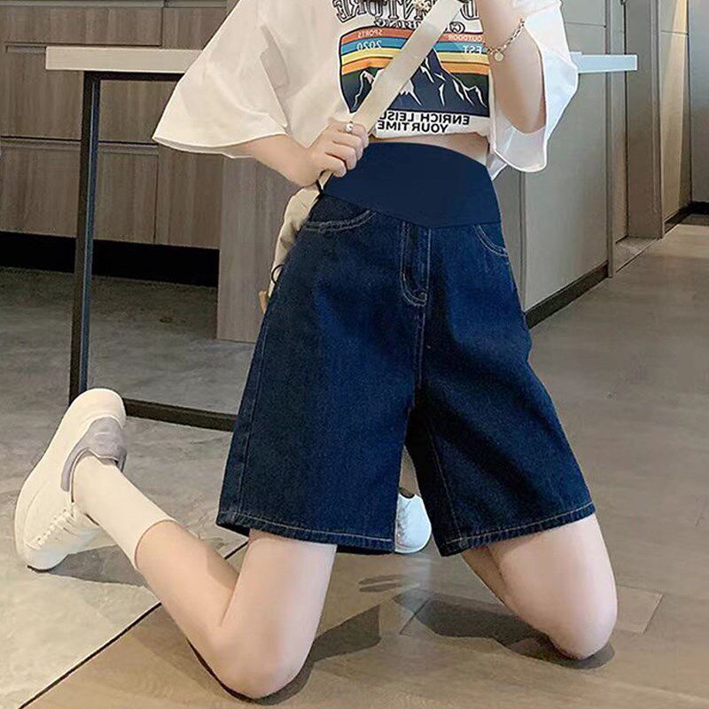 孕妇短裤夏季外穿薄款打底牛仔裤子夏款五分中裤孕早期夏装阔腿裤