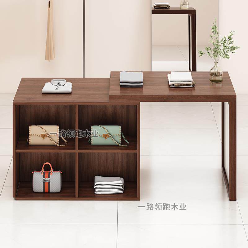 服装店中岛柜可伸缩流水台收纳柜装饰柜摆件展台陈列流水台带玻璃