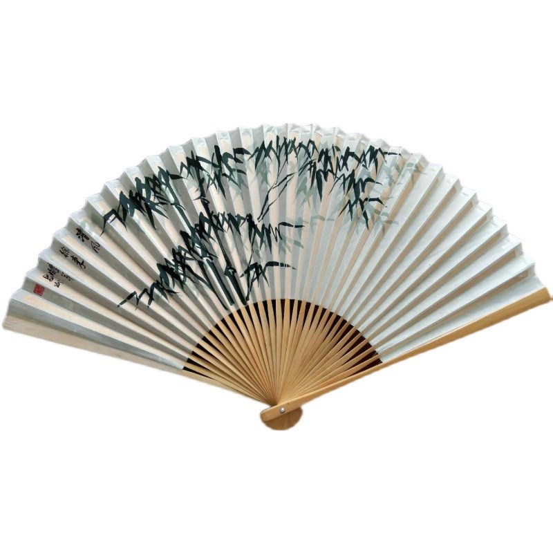 荣昌扇厂价直销真丝绸手绘竹子兰花全手工艺礼品折扇8/9/10寸包邮