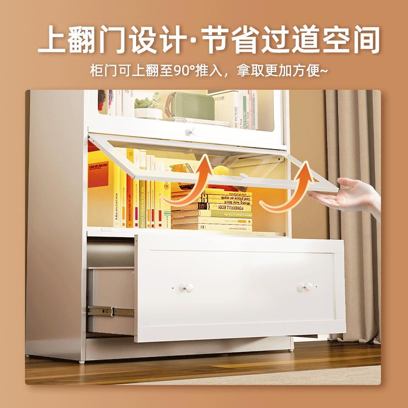 钢制书柜单层加高经典款痛柜带玻璃门展示柜家用儿童防尘铁艺书架