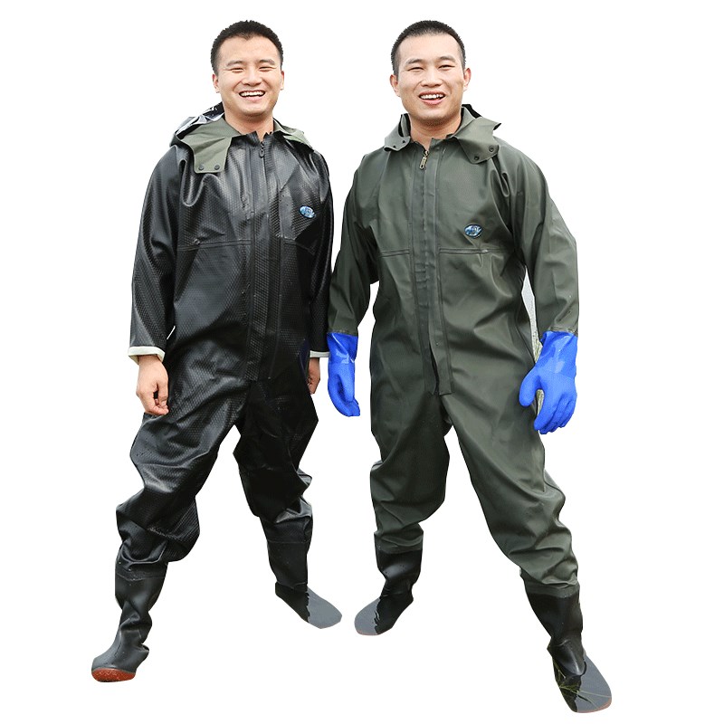 全身下水裤加厚捕鱼雨裤防水衣裤抓鱼连体雨衣下水服挖藕服水叉裤
