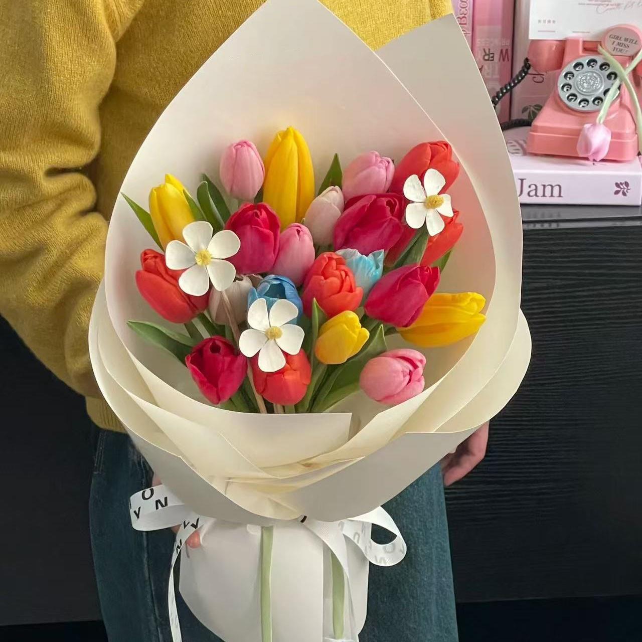 郁金香花束鲜花多巴胺郁金香花束送闺蜜送女友生日北京同城送花