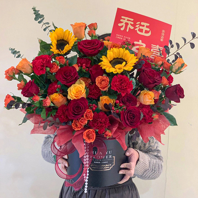 全国鲜花速递同城康乃馨玫瑰乔迁新居花束抱抱桶开业祝寿杭州配送