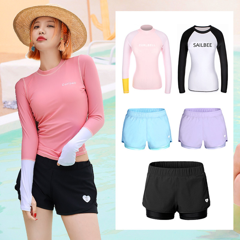 韩国潜水服女防晒冲浪服分体长袖泳衣泳裤速干保守水母衣浮潜长裤