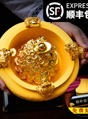 摇钱树聚宝盆招财金蟾金蝉办公室摆件店铺开业礼品貔貅玄关摆设