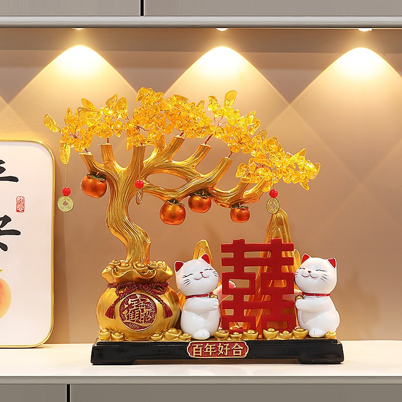 百年好合寓意喜庆客厅玄关婚房布置装饰品喜字摆件结婚礼物送新人