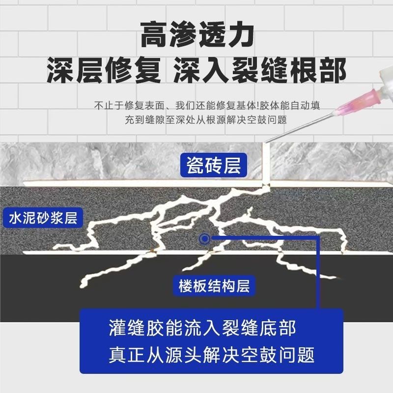 瓷砖空鼓专用胶灌浆液修复注射填补渗透灌注墙面瓷砖修补空鼓克星