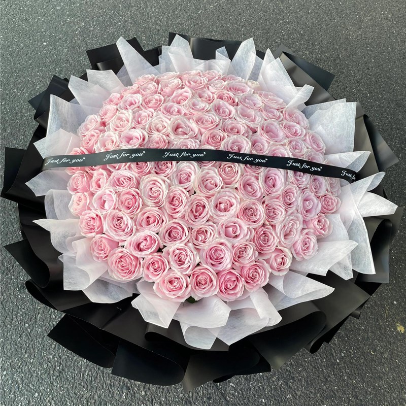 女神节99朵粉玫瑰花束鲜花速递同城配送女友表白长沙北京武汉上海