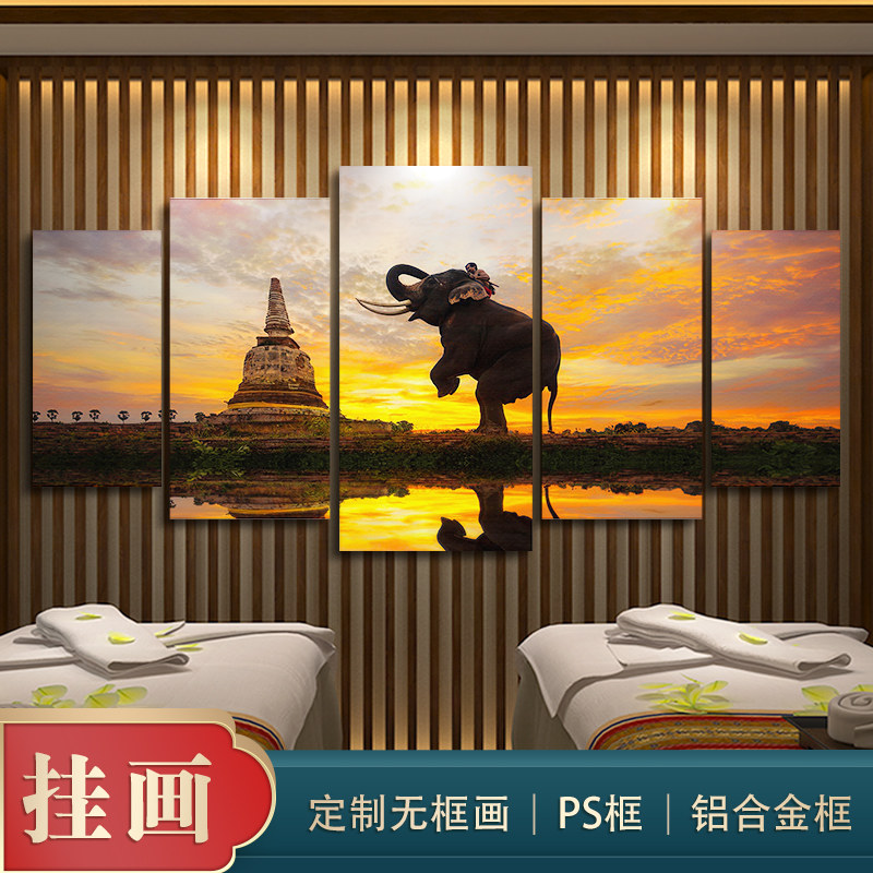 东南亚挂画泰国壁画餐厅装饰画按摩店墙面装饰泰式风情背景墙壁饰