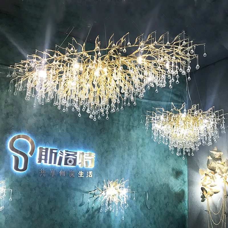 法式轻奢水晶吊灯 枝形餐厅吊灯 客厅后现代风格铝材质灯具