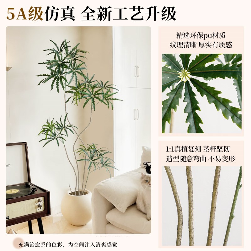 大型仿真绿植孔雀木室内客厅落地装饰花高级仿生植物盆栽盆景摆件