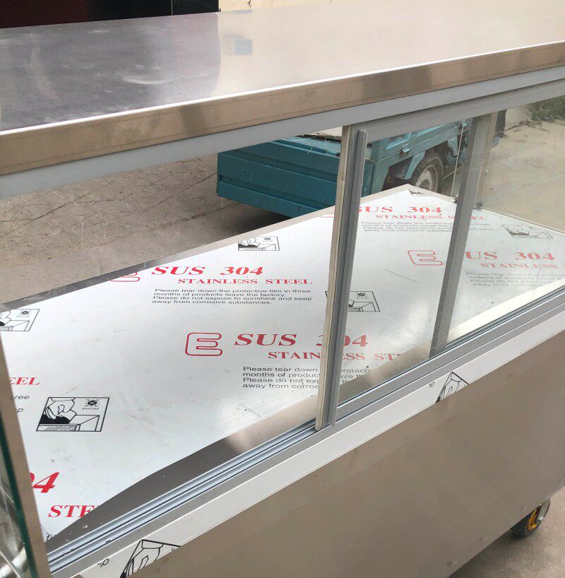 小吃车推车摆摊外卖移动凉菜展示柜玻璃罩摊位手推车不锈钢可定做