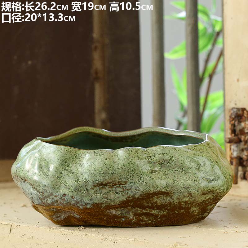 铜钱草水培花盆仿石头盆清仓水养碗莲睡莲专用盆创意陶瓷无孔器皿