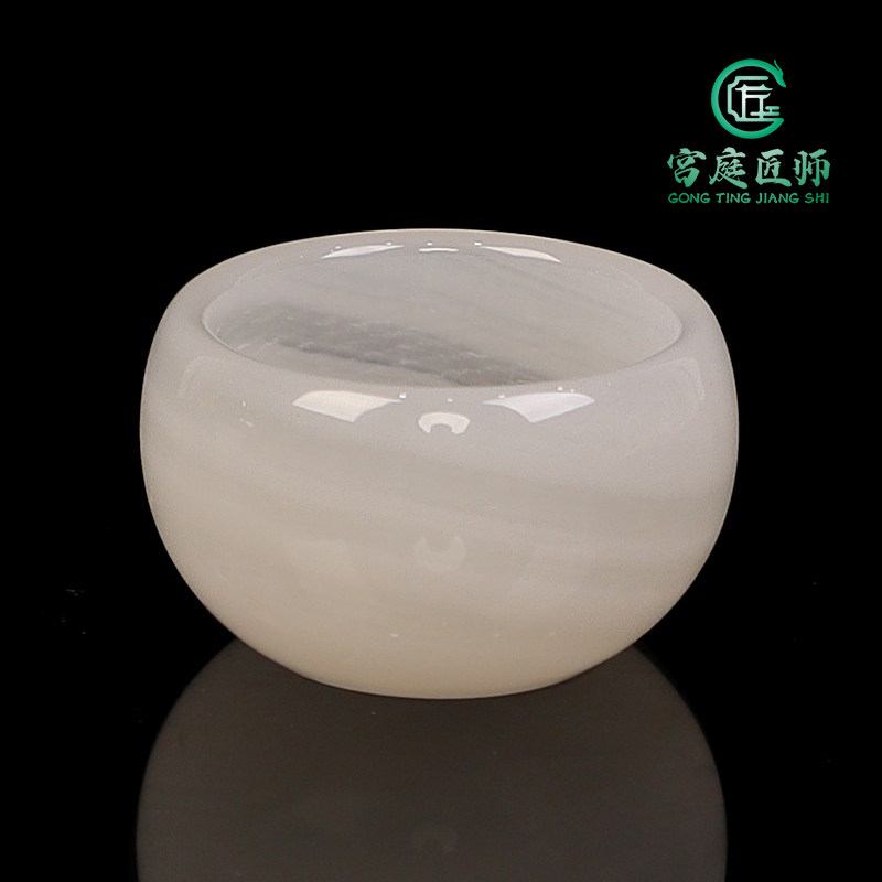 天然玉石茶杯主人杯单杯品茗杯个人随手杯白玉瓷功夫茶具套装杯子