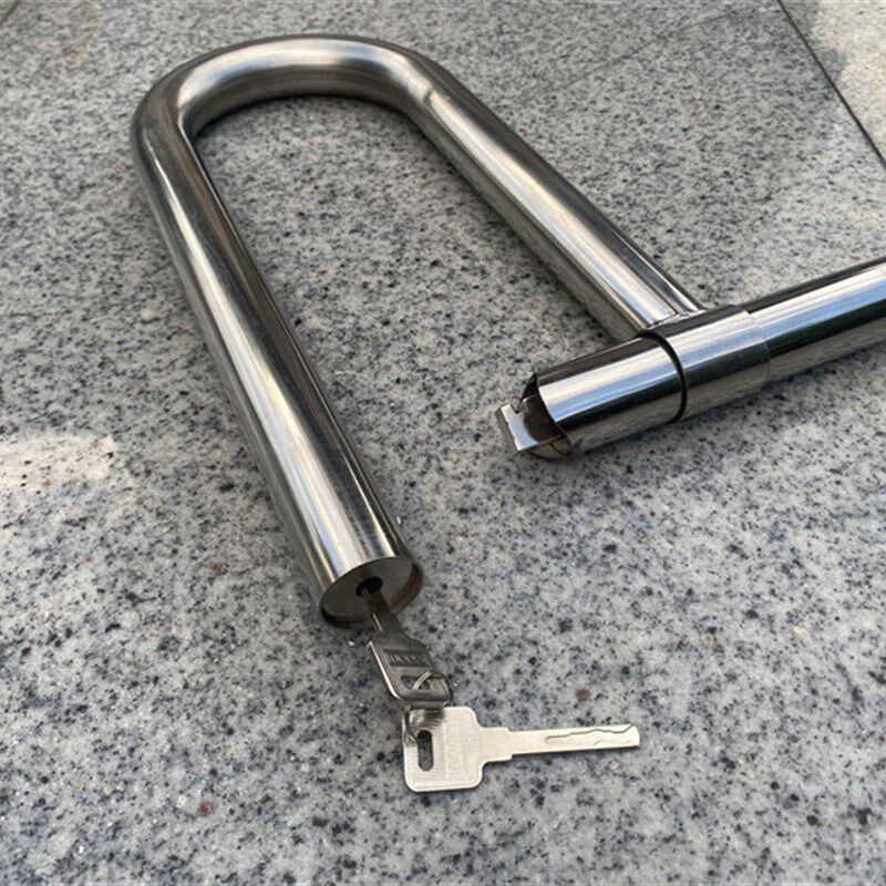 不锈钢电动摩托车锁水管锁大号U型抗液压剪加粗三轮车专用防盗锁