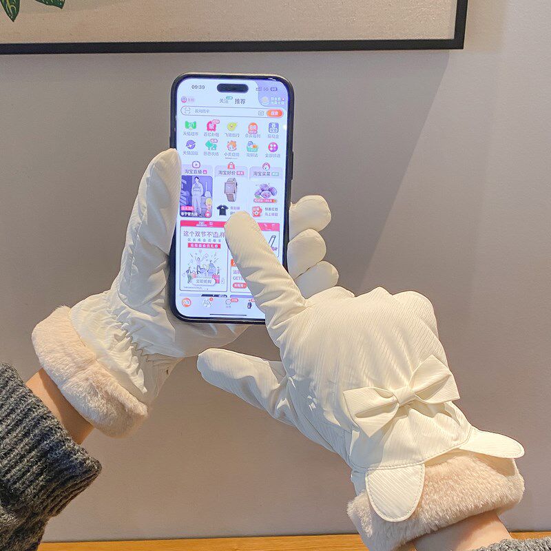 新疆旅游拍照 保暖手套 滑雪手套冬款女加绒加厚防水 户外可触屏