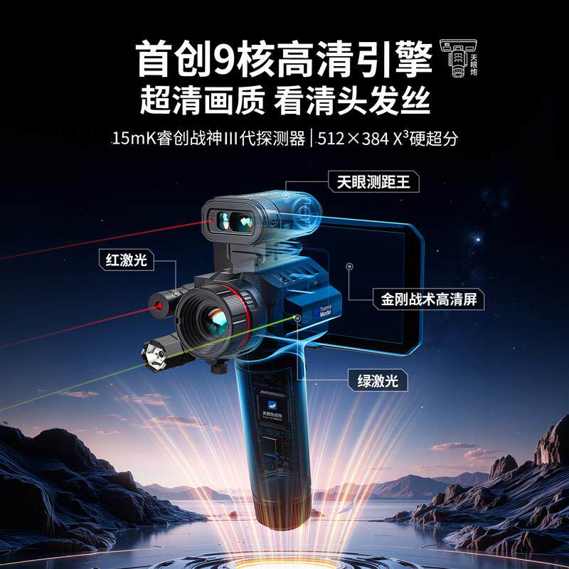 【官方】天眼炮D2热成像高清夜视X2望远镜手机红外热成像热相仪
