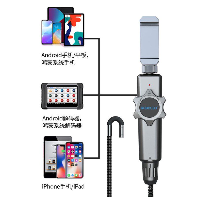 360度旋转工业内窥镜汽车维修手机高清摄像耐高温发动机缸内积碳