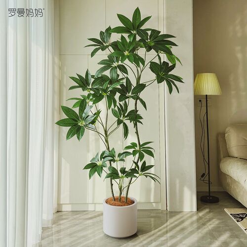 新升级高端轻奢仿真发财树绿植盆栽大叶伞植物室内假绿植装饰摆件
