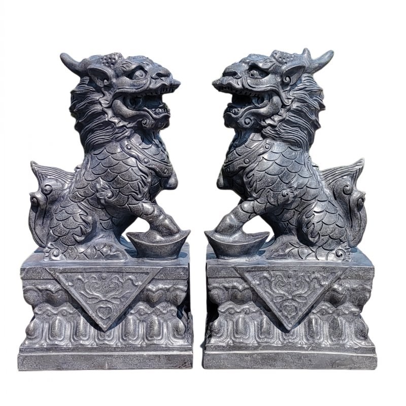 石雕麒麟一对青石石头龙爪别墅庭院家用看门大门口雕塑摆件